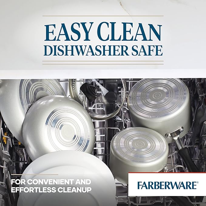 Farberware Cookstart DiamondMax Nonstick Jumbo Cooker with Lid and Helper Handle, Dishwasher Safe, 6 Quart - Silver