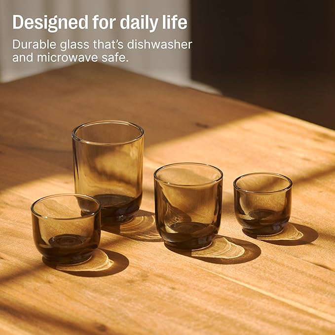 Fellow Pirch Espresso Glasses 3.5 oz Artisanal Cups, Set of 12, Dishwasher Safe Coffee Glasses for Espresso Shots & Latte Art – Garnet