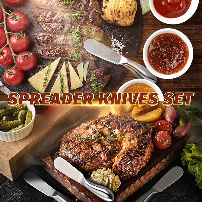 Premium Stainless Steel Cheese Tool Set - 6 Piece Cheese Knife Set - Cut, Spread All Your Favorite Cheeses (6 Silver Round Cheese Knife)