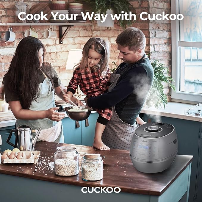 CUCKOO High Pressure Rice Cooker 10-Cup Uncooked / 20-Cup Cooked with Induction Heating Technology, Large Rice Maker with 17 Menu Options and Steam Plate, Voice Guide, Silver (CRP-CHSS1009FN)