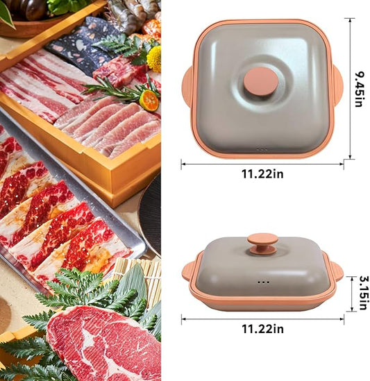 Microwave Grill Pan With Cover, Microwave Bacon Cooker, Portable Microwave Cookware For Grill Meat, Sandwich & Vegetable Dishwasher Safe (Square-Beige)