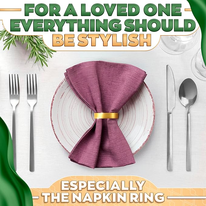 Set of 10 Gold Napkin Rings – Easter Napkin Rings | Durable, Reusable, Rust-Resistant | Modern Semicircle Design for Elegant Table Decor, Weddings, Dinner Parties, Holidays, Daily Use & Gift Giving