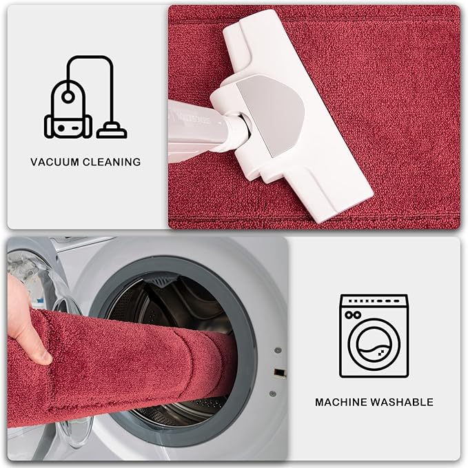 PURRUGS Machine Washable Kitchen Runner Rug 24" x 59", Non-Slip/Skid Hallway Runner Rug, Super Absorbent Soft Area Rug for Kitchen, Hallway & Laundry, Burgundy Red