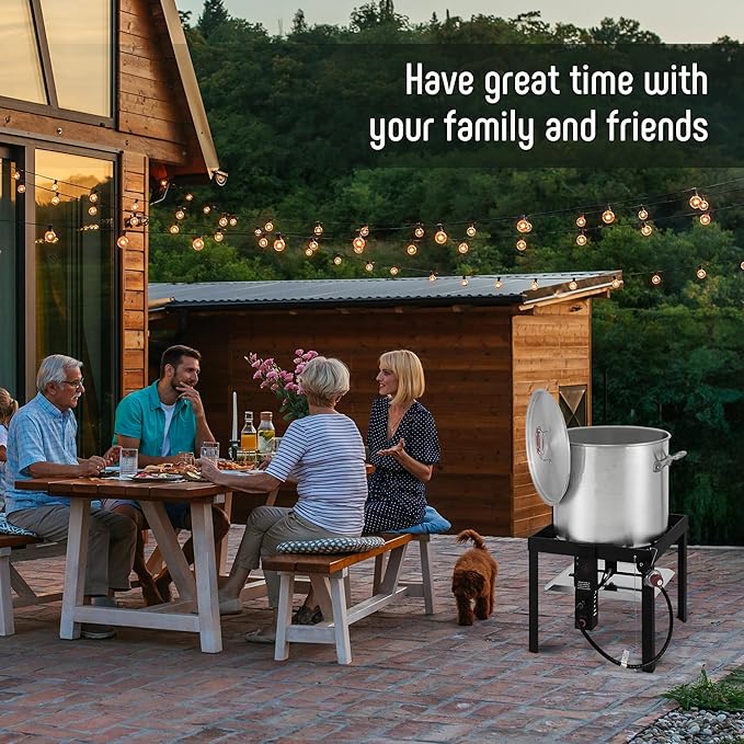 Feasto 100 QT Seafood Boil Pot with Basket and Burner, Aluminum Seafood Boil Pot and Burner Kit with 100,000 BTUs Output and 10 PSI Regulator for Cooking Crawfish, Shrimp, Crab, CSA Certified