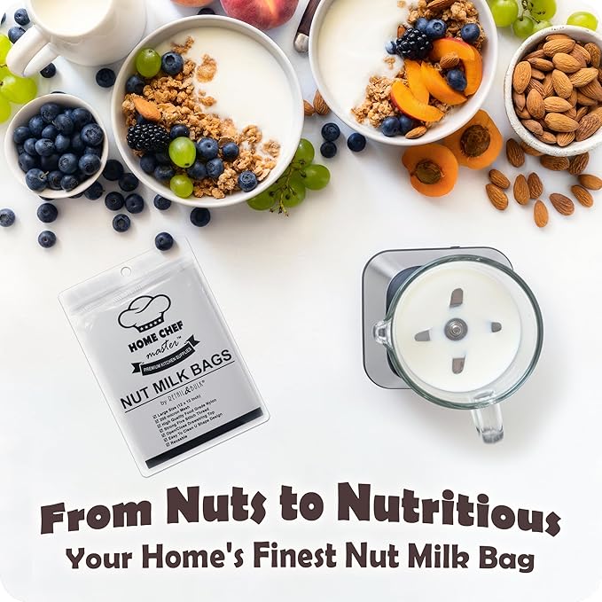 Reusable Nut Milk Bag - 12x12 Inches, 200 Micron Food Grade Nylon Mesh, Professional Strainer for Smooth Nut & Seed Milks, Juicing, Yogurt/Cheese/Tofu (1 Pack)