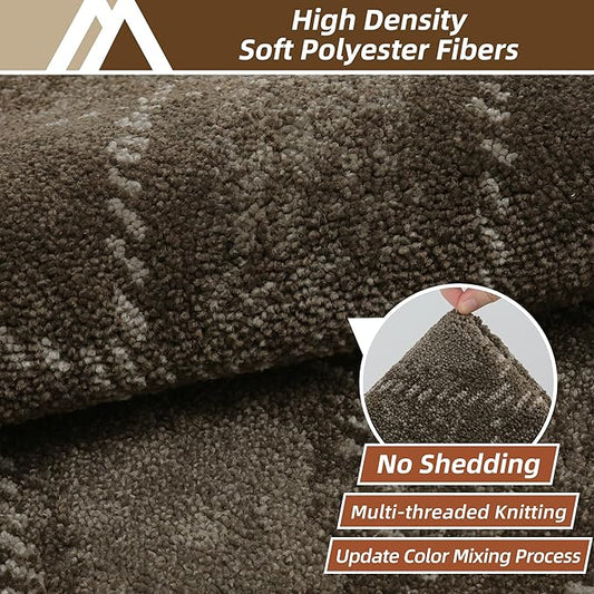 COSY HOMEER Kitchen Rugs and Mats Sets 2PCS Non-Slip Soft Kitchen Mats for Floor Absorbent and Stain Resistant Kitchen Floor Mat Washable Plaid Rugs for Kitchen,20"x32"+20"x48",Brown