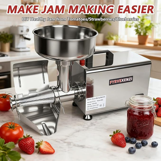 450W Electric Tomato Strainer & Sauce Maker, 110V Commercial Grade Food Mill for Tomato Sauce, Jam & Juice | 304 Stainless Steel Tomato Press, Tomato Grinder for Sauce, 200–350 lbs/h, ETC-1C