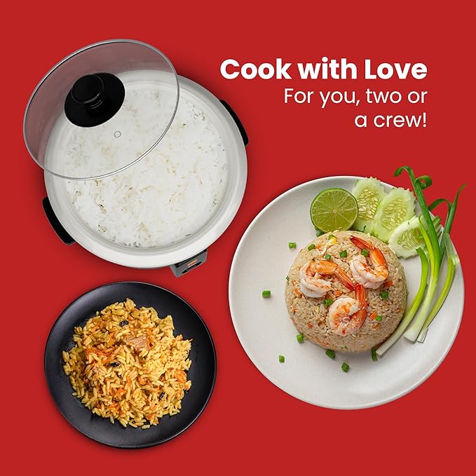 Elite Gourmet ERC003BX Electric Rice Cooker with Automatic Keep Warm Makes Soups, Stews, Grains, Hot Cereals, 6 Cups Cooked (3 Cups Uncooked), Black