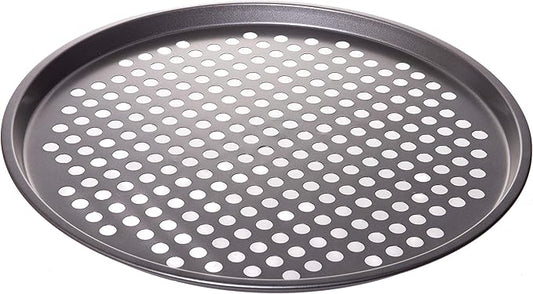 Red Co. 13 inch Round Non Stick Coated Carbon Steel Pizza Baking Pan Crisper with Holes