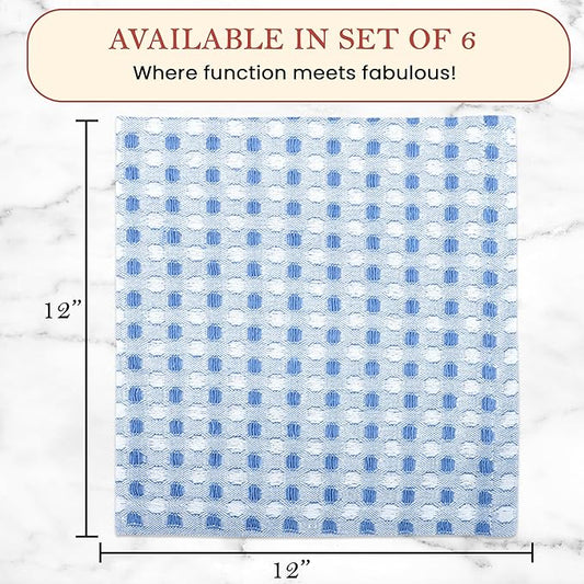 Vintage Vista 100% Cotton Dish Cloths (Pack of 6) - Dish Rags for Washing Dishes - Reusable & Highly Absorbent Kitchen Towels - Kitchen Rags for Christmas - (12" x 12" - Multicolor Honeycomb)