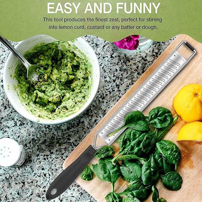 Lemon Zester & Cheese Grater - Steel - Kitchen Tool, Nutmeg, Vegetables, Fruits, Dishwasher