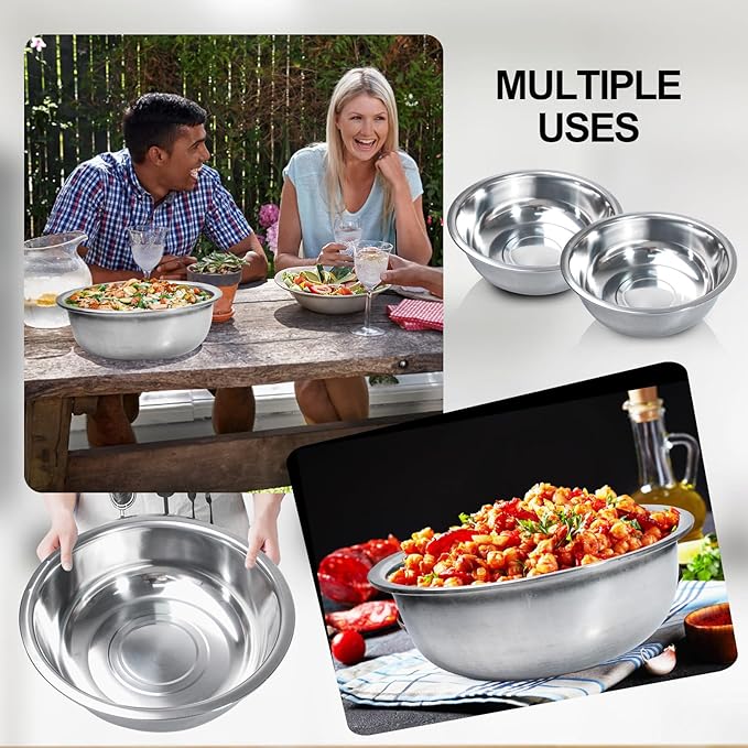10 Pcs Stainless Steel Mixing Bowls Set 13 Qt Extra Large Bowl Salad Bowl Basin 16 Inch Stackable Large Metal Mixing Bowls for Dishwasher Mirror Polish Bowls for Home Kitchen Cooking Baking Supplies