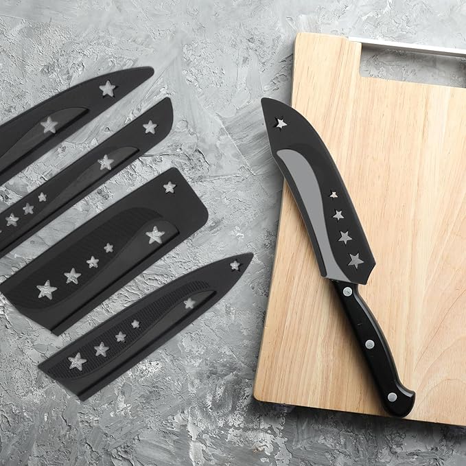 PATIKIL Plastic Safety Knife Cover Sleeves for 7.5" Boning Knife 7.7 x 2 Inch (LxW), 5 Pack Knife Blade Guard Protector Universal Kitchen Knife Sheath for Kitchen Bar, Black