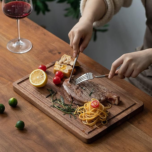 Muso Wood Walnut Cutting Board for Kitchen, Wooden Cutting Board with Juice Groove and Side Handle, Wood Board for Food and Charcuterie (13 x 9 in)