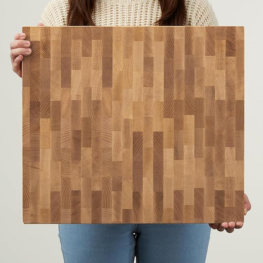 Personalization Universe Premium Wooden Cutting Board 16x18x1.75 - Handcrafted North American Hardwood End Grain with Feet - Charcuterie/Wedding Gift - Made in USA