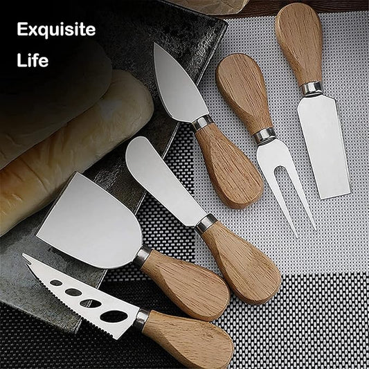 21Pcs/Pack Spreader Knife Set,Cheese Butter Spreader Knife Cheese Slicer Knife Stainless Steel Blade with Wooden Handles Mini Serving Tongs Spoons and Forks (Option 1)