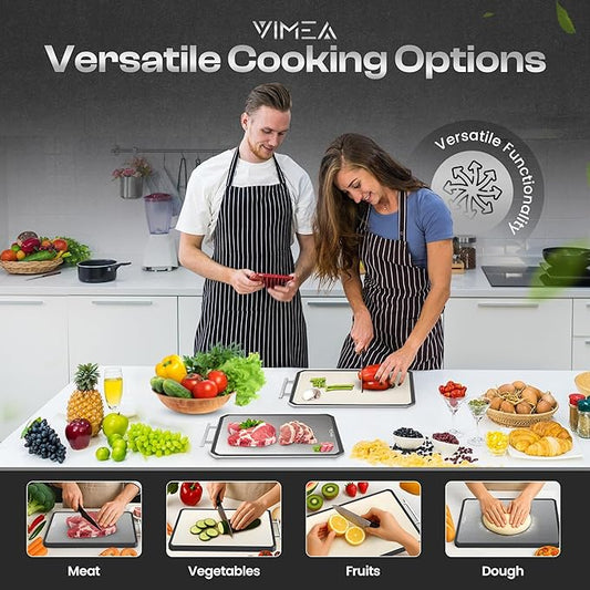 Double-Sided Titanium Cutting Board for Kitchen,16" x 11" Large, Pure Titanium & Wheat Straw PP, Diswasher safe, Durable Chopping Board for Meat, Vegetables - Daily and Pro-Level cooking