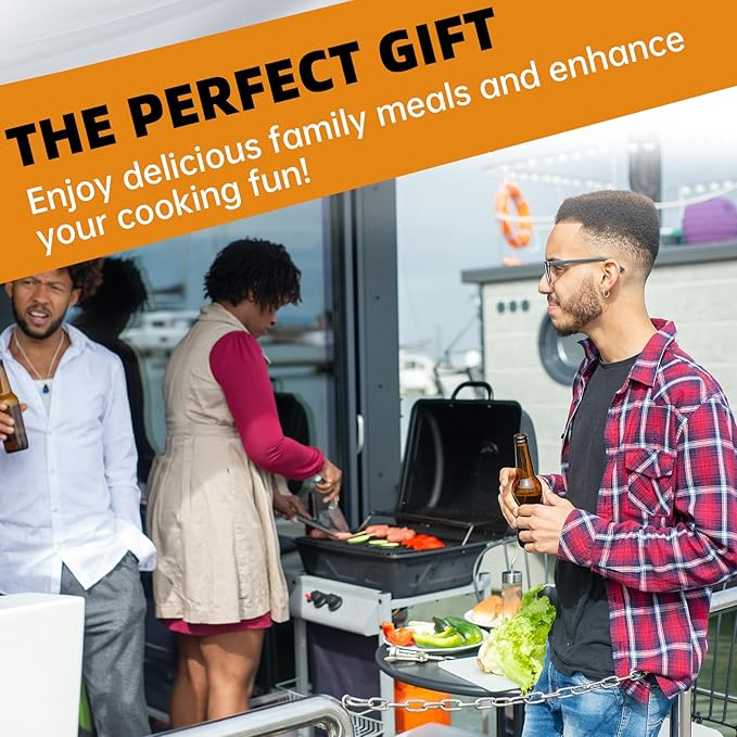 Large Carbon Steel Griddle Pan, Double Burner Flat Top Grill Plate for Stove Top, Gas Grill, Induction Cooktop and Oven, with Grill Press and Heat-Resistant Gloves, Pre-Seasoned Cooking Surface
