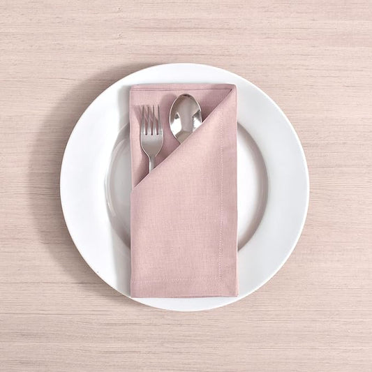 Fingercraft Cloth Napkins Set of 12, Cotton Linen Blend Napkins Cloth Washable Premium Quality Parties, Weddings, Mitered Dinner Napkin for Home Parties Christmas Thanksgiving 18x18 in Dusty Pink