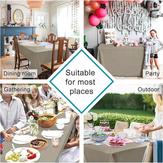 Hiasan Taupe Square Tablecloth - Waterproof and Spillproof Restaurant Washable Polyester Table Cloth for Dining Room, 54 x 54 Inch