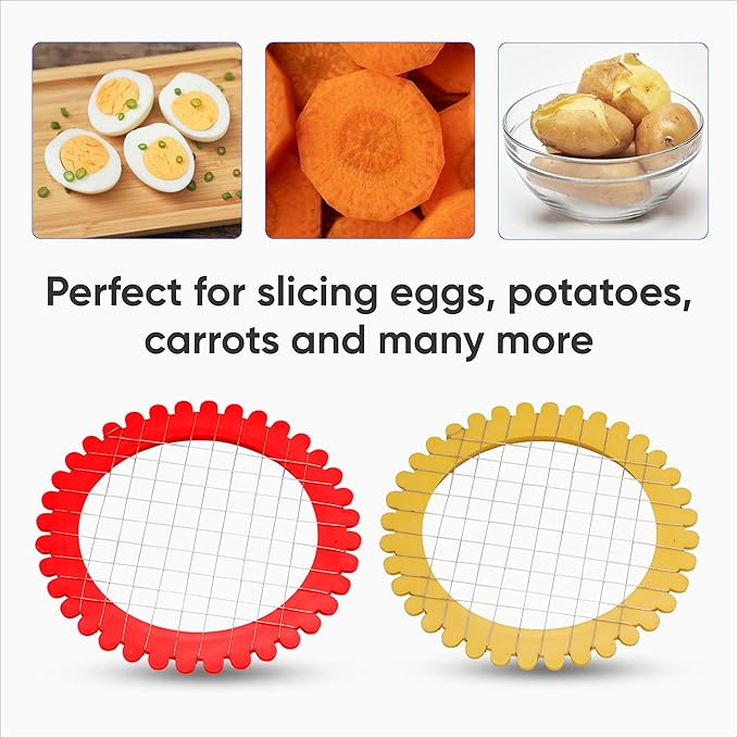 Egg Dicer for Hard Boiled Eggs 2 Pcs - Manual Potato, Carrot & Egg Salad Chopper Grid - Plastic Egg Chopper for Hard Boiled Eggs and Vegetables with Wire Stainless Steel