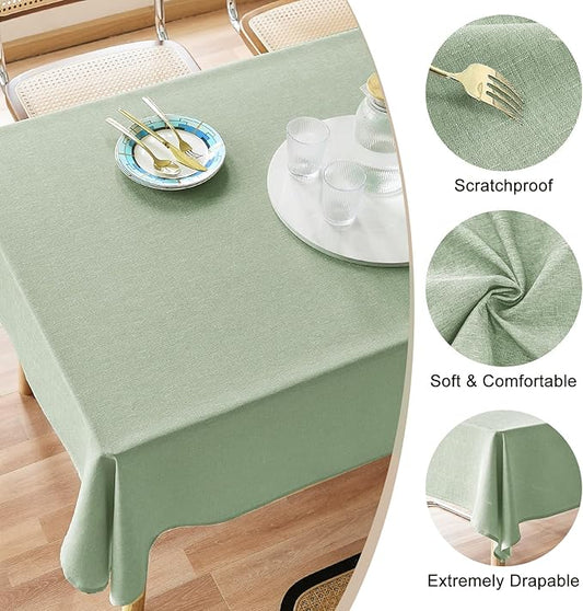 AUSSPVOCT Textured Tablecloth Rectangle 60x104 Water Resistant Spill-Proof Wipeable Table Cloth Wrinkle Free Fabric Dining Table Cover for Birthday Party Farmhouse Spring Kitchen Tablecloths