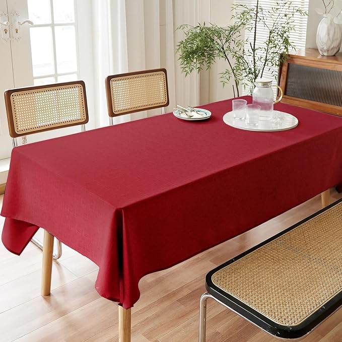 AUSSPVOCT Textured Tablecloth Rectangle 52x70 Water Resistant Spill-Proof Wipeable Table Cloth Wrinkle Free Fabric Dining Table Cover for Birthday Party Farmhouse Spring Christmas Holiday Tablecloths