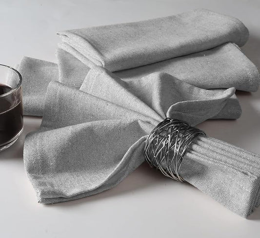 Native Fab Set of 12 Chambray Grey Cloth Napkins - 100% Cotton, 17x17 Inches, Soft, Absorbent, Reusable, Washable, Durable - Hotel Quality Table Dinner Napkins for Dining, Wedding, Everyday Use, Gray