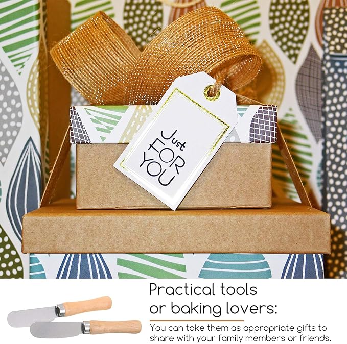 Patelai 15 Pieces Mini Butter Spreader Knife Bulk 4. 5 Inch Wide Blade Stainless Steel Knife with Wood Handle Multipurpose Cheese Butter Spreader Knives for Kitchen Birthday Wedding Christmas