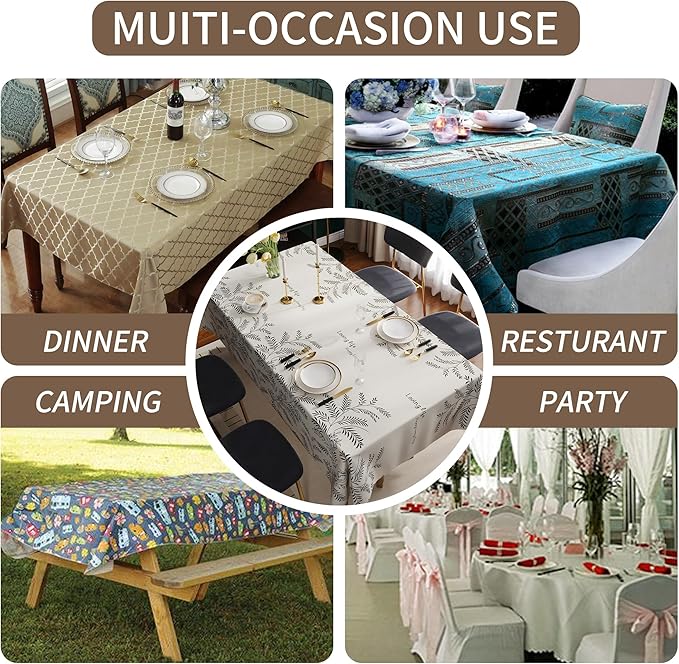 Square Table Cloth,100% Waterproof Tablecloth OilProof SpillProof Vinyl Table Cloth, Wipe Clean Plastic Table Cover for Dining, Camping, Indoor and Outdoor 54" x 54",Midnight Foliage