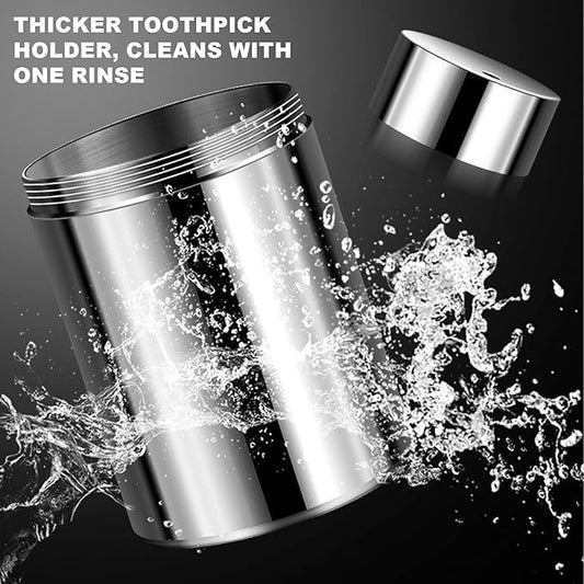 Mu&Ti Premium Stainless Steel Toothpick Holders Set - SUS304 Glossy, Elegant Cylinder Design (Glossy)