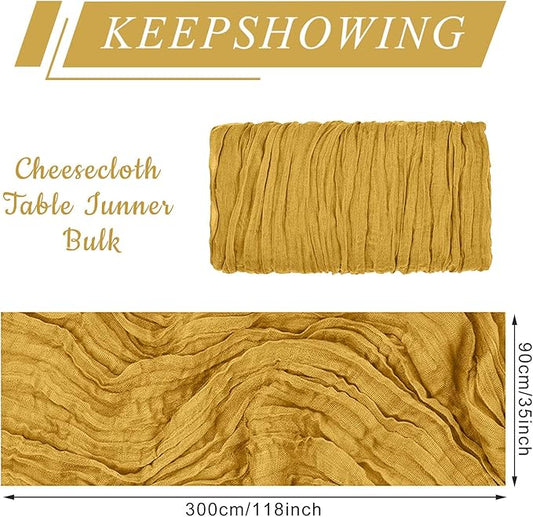 6 Pack Cheesecloth Table Runner 10Ft Christmas Gauze Boho Table Runners for Wedding Decor Bridal Shower Decorations Baby Shower Party(35" x 120")