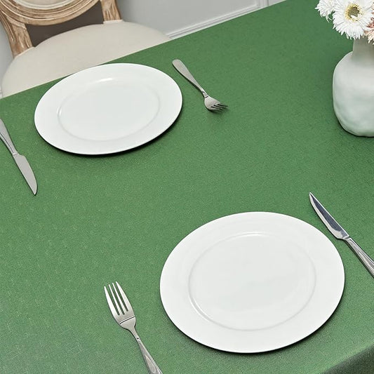 Rectangle Tablecloth Waterproof 60x104 inch Linen Textured Table Cloth Stain and Wrinkle Resistant Washable, Decorative Fabric Table Cover for Dining, Party and Camping, Green