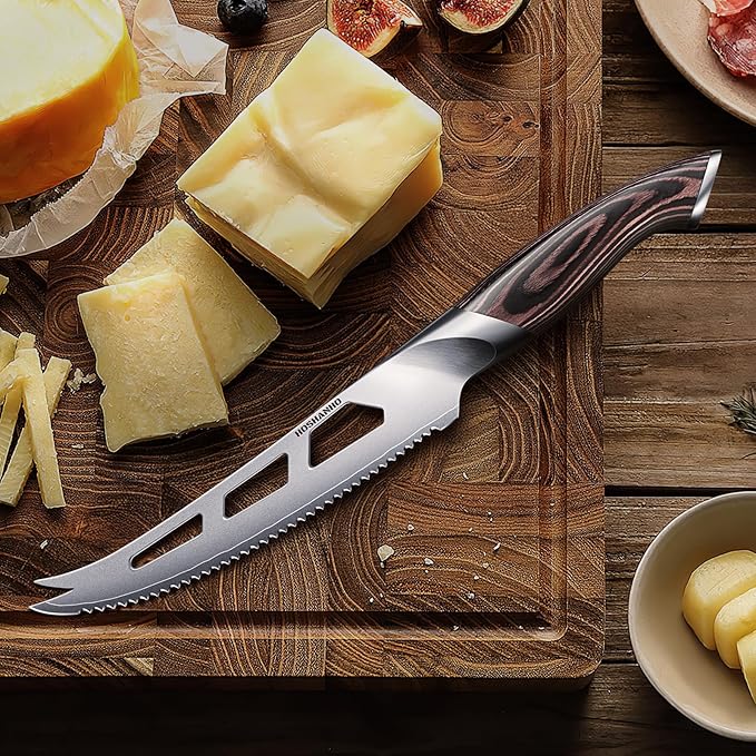 HOSHANHO Cheese Knife 5 Inch, Professional Japanese Cheese Knives for Cheesee & Tomato, Multipurpose Kitchen Knife with Ergonomic Pakkawood Handle