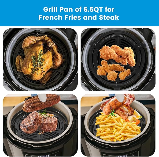 Air fryer Grill Plate for Ninja FD302 6.5 Qt FD101 5 Qt FD401 8 Qt Air Fryer, 9.7' Air Fryer Grill Pan Crisper Plate Replacement Parts for Ninja OP302 OP305 FD305 Tray Rack Accessories