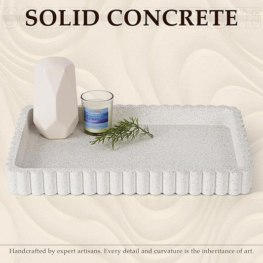 Concrete Decorative Tray for Coffee Table Decor, 14" Coffee Table Tray Ottoman Tray Table Centerpieces, Rectangular Modern Decorative Trays for Home Decor, Living Room, Entry, Granite