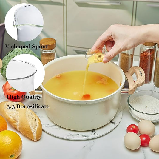 High Borosilicate Glass Measuring Cup-V-Shaped Spout,Glass Measuring Beaker for Kitchen or Restaurant, Easy to Read, 30 ML (1 Oz)-Pack of 2