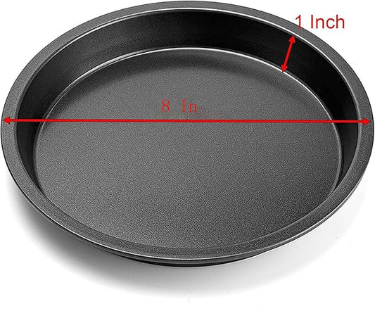 2 Pcs Black and Gold Pizza Pan, 8 Inch Round Iron Skillet with Nonstick Coating for Cooking and Baking Pizza, Cookie, Roast Meat, Baking Cake, Bread and other Foods (8 Inch)