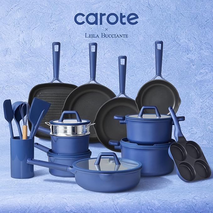 CAROTE 31PCS Pots and Pans Set, Nonstick Cookware Set Kitchen Non Stick Induction Titanium Cookware Non-toxic Granite Cooking set