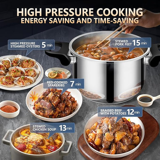 pressure cooker stainless steel 10.57 quart, olla de presion, stainless steel Pressure Cooker 10+ quart, Compatible with Induction and Gas Stovetops, ollas de presión para cocinar panela de pressao