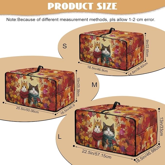 Doojoayie Cute Cat Toaster Cover 8 Slice Dust-Proof Toaster Oven Cover Stain Resistant Bread Machine Covers with Autumn Leaf Print Thanksgiving Home Kitchen Decoration