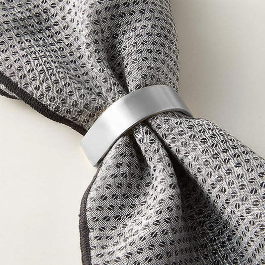 Wonlex Napkin Rings Set of 8, Metallic Silver Napkin Ring Holder Glossy Serviette Buckles for Wedding,Banquet, Dinner,Party,Table Settings (Matte Silver Semicircle)