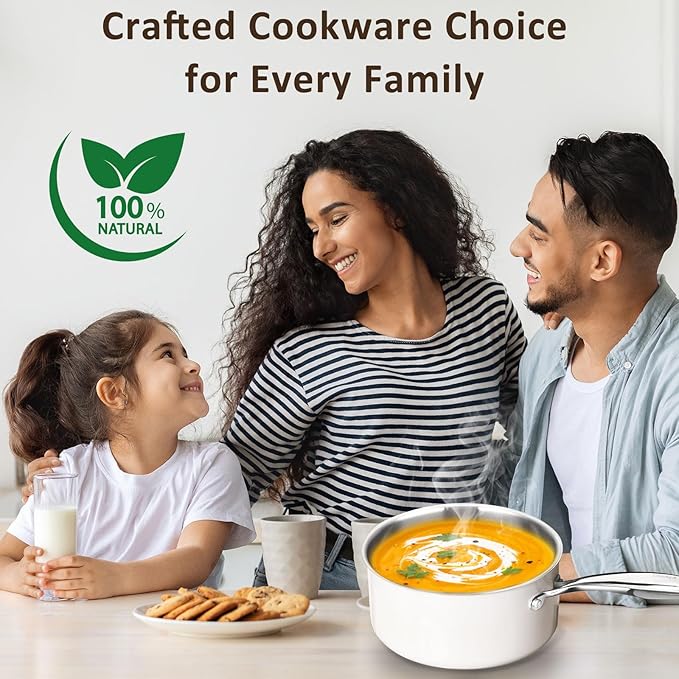 SAKAMOSH 2.5 Quart Tri-ply Stainless Steel Saucepan with Glass Lid, Induction Sauce Pan Compatible with All Cooktops, Non-Toxic Sauce Pot with Stay Cool Handle, Oven & Dishwasher Safe