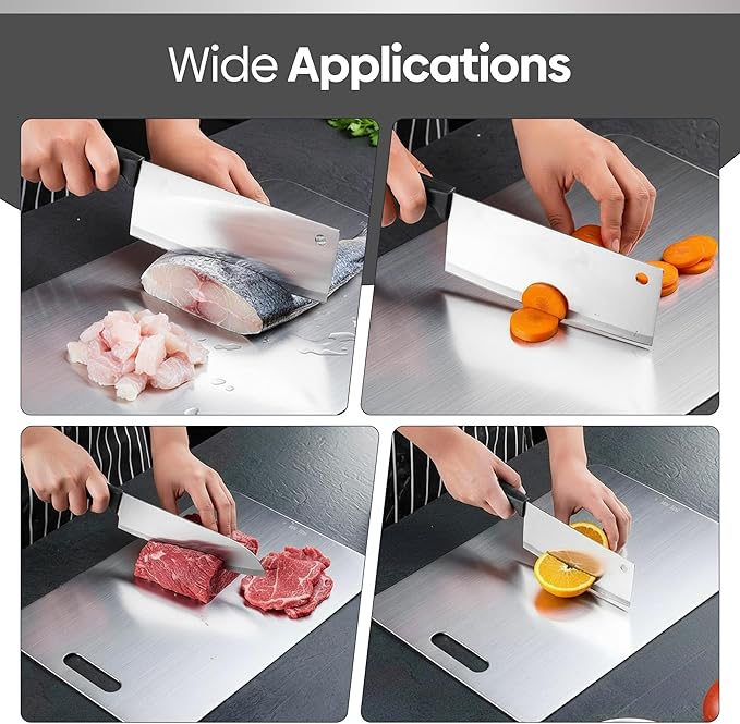 Pure 100% Titanium Cutting Board, Food-Grade & Knife-Friendly, Durable Double-Sided Design, Dishwasher Safe for Meat, Fish, Fruit & Vegetables (12 x 8)