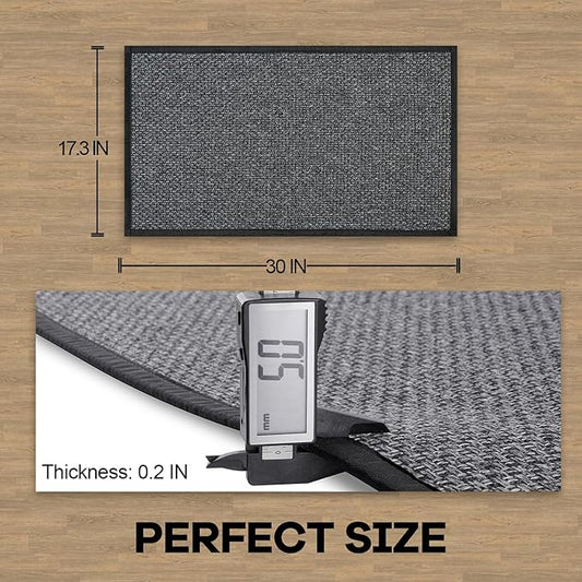 Kitchen Rug, Rubber Non Slip Kitchen Rugs Washable, Absorbent Runner Mat for Floor, Machine Washable Standing Mats for in Front of Sink, Door, Laundry, Entryway, Entrance (Black, 30" × 17.3")