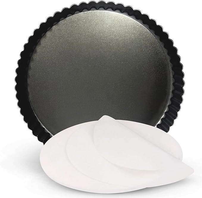 YUMTART 9 Inch Tart Pan with Removable Bottom – Non-Stick Deep Fluted Quiche and Pie Pan, Carbon Steel Loose Bottom Tart Pan, 9.5 Inch Top / 9 Inch Base, 1.1 Inch Deep Baking Pan