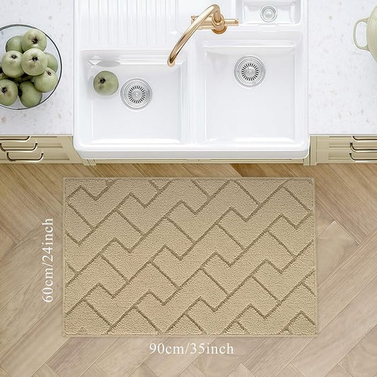 hicorfe Kitchen Rugs and Mats Sets,Super Absorbent Polypropylene Non-Slip Rug,Soft Comfort Floor Mat,Washable for Kitchen,Hallway,Office,Sink,Laundry(24" x 35",Brown)