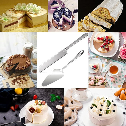 KSENDALO Wedding Cake Knife and Server Set, Cake Server Set for Hotel Weddings, Celebrations, and Birthdays, Mirror Finish, Heavy Duty and Classy Pie Pastry Cake Cutting Servers