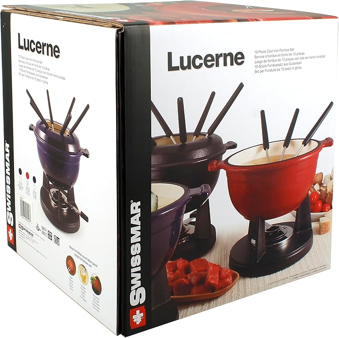 Swissmar F66541 Lucerne 10 Piece Cast Iron Fondue Set, Indigo Blue