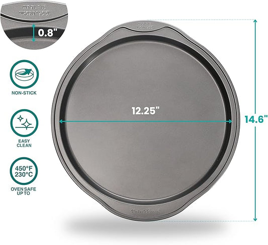 Baker's Secret Nonstick Pizza Pan for Oven 12.5", Carbon Steel Pizza Baking Pan, Non-stick Bakeware Food-Grade Coating For Easy Release Dishwasher Safe - The Classic Collection